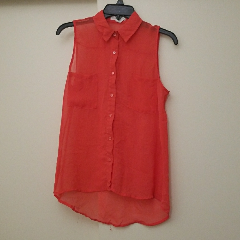 Coral Collard Button Up Tank